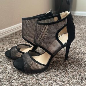 Jessica Simpson Black Mesh Peep-Toe Stiletto Heels